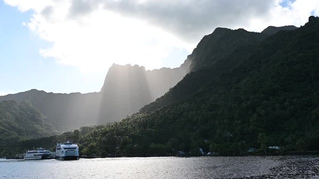 Ferry Arriving from Tahiti to Moorea in French Polynesia