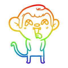 rainbow gradient line drawing crazy cartoon monkey