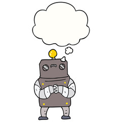 cartoon robot and thought bubble
