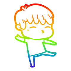 rainbow gradient line drawing cartoon curious boy
