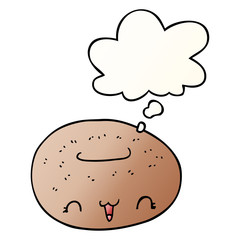 cute cartoon donut and thought bubble in smooth gradient style