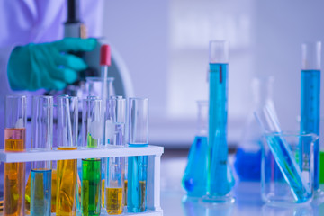 Science Laboratory Different glassware equipment.