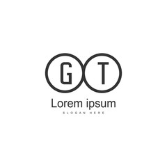 Initial GT logo template with modern frame. Minimalist GT letter logo vector illustration