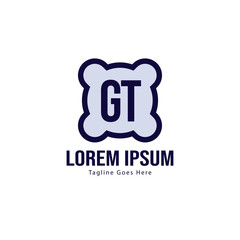 Initial GT logo template with modern frame. Minimalist GT letter logo vector illustration