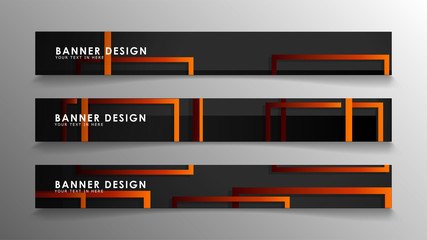 Abstract geometric and rectangular pattern banners with orange gradients