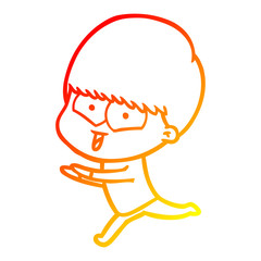 warm gradient line drawing cartoon happy boy