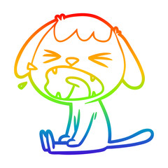 rainbow gradient line drawing cute cartoon dog barking