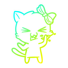 cold gradient line drawing cartoon cat