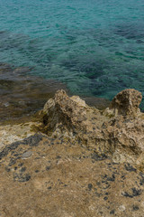 Travel summer, Mediterranean sea crashing against the rocks of the Spanish island of Mallorca,...