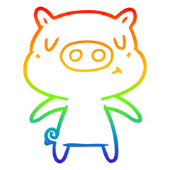 rainbow gradient line drawing cartoon content pig
