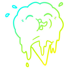 cold gradient line drawing cartoon melting ice cream
