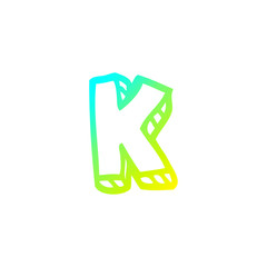 cold gradient line drawing cartoon letter k