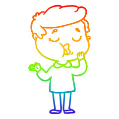 rainbow gradient line drawing cartoon man talking
