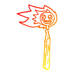 warm gradient line drawing cartoon burnt match