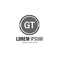Initial GT logo template with modern frame. Minimalist GT letter logo vector illustration
