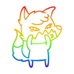 rainbow gradient line drawing clever cartoon fox