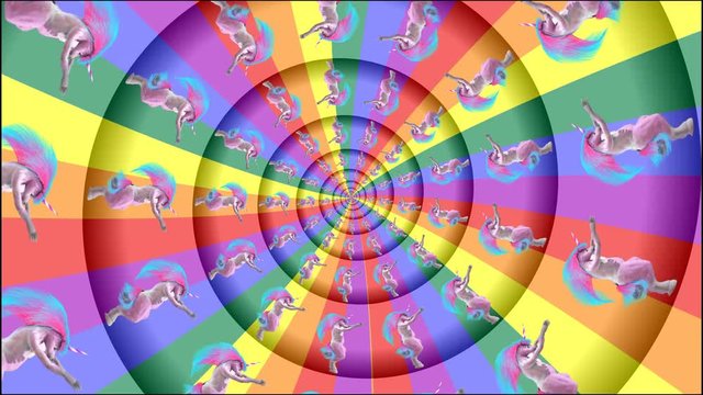 Spiral abstract background. Seamless animation of a colorful rainbow wavy twirl. Gay pride background.