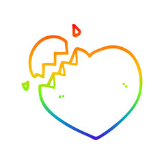 rainbow gradient line drawing cartoon broken heart