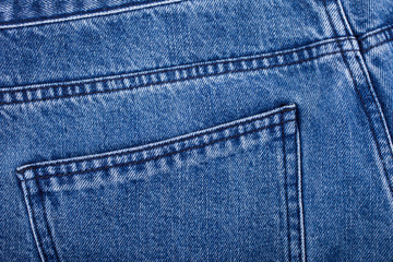 Closeup detail of a blue jeans