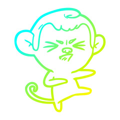 cold gradient line drawing cartoon angry monkey