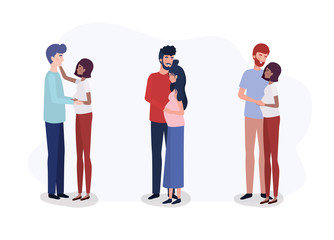 Fototapeta premium group of lovers couples pregnancy characters