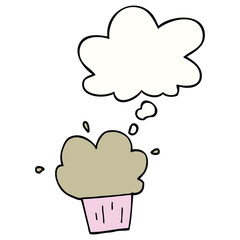 cartoon cupcake and thought bubble