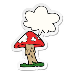 cartoon mushroom and speech bubble sticker