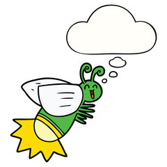cartoon glow bug and thought bubble