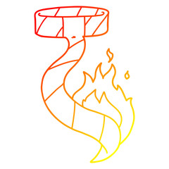 warm gradient line drawing cartoon burning tie