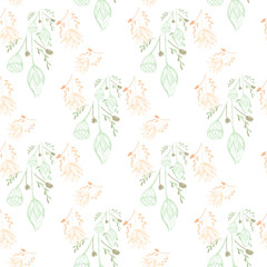 Color lotus flower hand drawn, floral seamless pattern, simple vector illustration