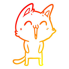 warm gradient line drawing happy cartoon cat