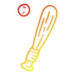 warm gradient line drawing cartoon baseball bat