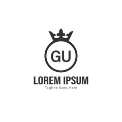 Initial GU logo template with modern frame. Minimalist GU letter logo vector illustration