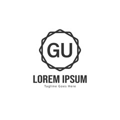 Initial GU logo template with modern frame. Minimalist GU letter logo vector illustration