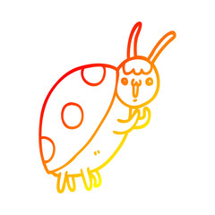 warm gradient line drawing cute cartoon ladybug