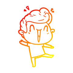 warm gradient line drawing cartoon excited man