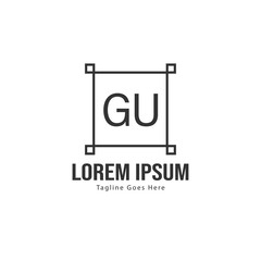 Initial GU logo template with modern frame. Minimalist GU letter logo vector illustration