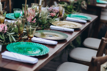 Boho wedding table for a newlywed banquet.