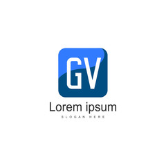 Initial GV logo template with modern frame. Minimalist GV letter logo vector illustration