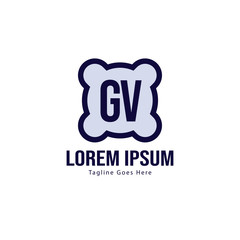 Initial GV logo template with modern frame. Minimalist GV letter logo vector illustration