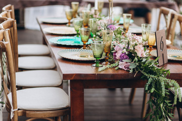 Boho wedding table for a newlywed banquet.