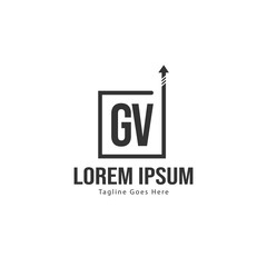 Initial GV logo template with modern frame. Minimalist GV letter logo vector illustration
