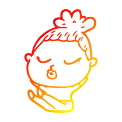 warm gradient line drawing cartoon calm woman