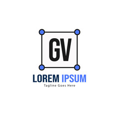 Initial GV logo template with modern frame. Minimalist GV letter logo vector illustration