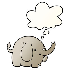 cartoon elephant and thought bubble in smooth gradient style