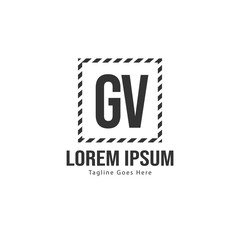 Initial GV logo template with modern frame. Minimalist GV letter logo vector illustration