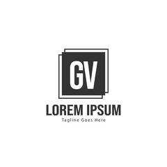 Initial GV logo template with modern frame. Minimalist GV letter logo vector illustration