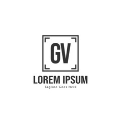 Initial GV logo template with modern frame. Minimalist GV letter logo vector illustration