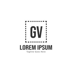 Initial GV logo template with modern frame. Minimalist GV letter logo vector illustration