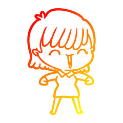 warm gradient line drawing cartoon woman